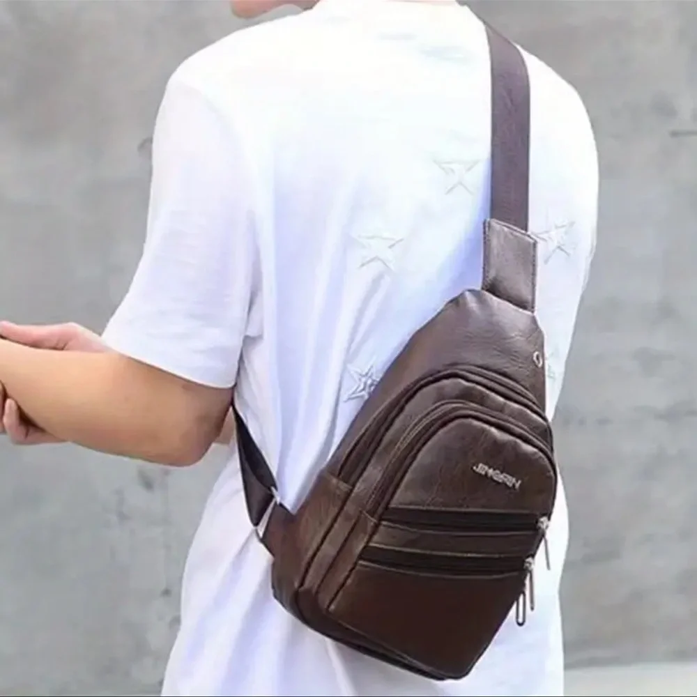 Boss Bags Hyper Faux-Leather Sling Bag Backpack Brown Mens Travel Work School